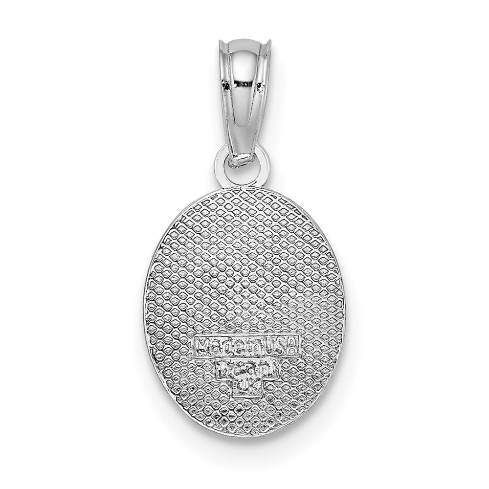 14K White Gold Mini Fleur de Lis Oval Charm
