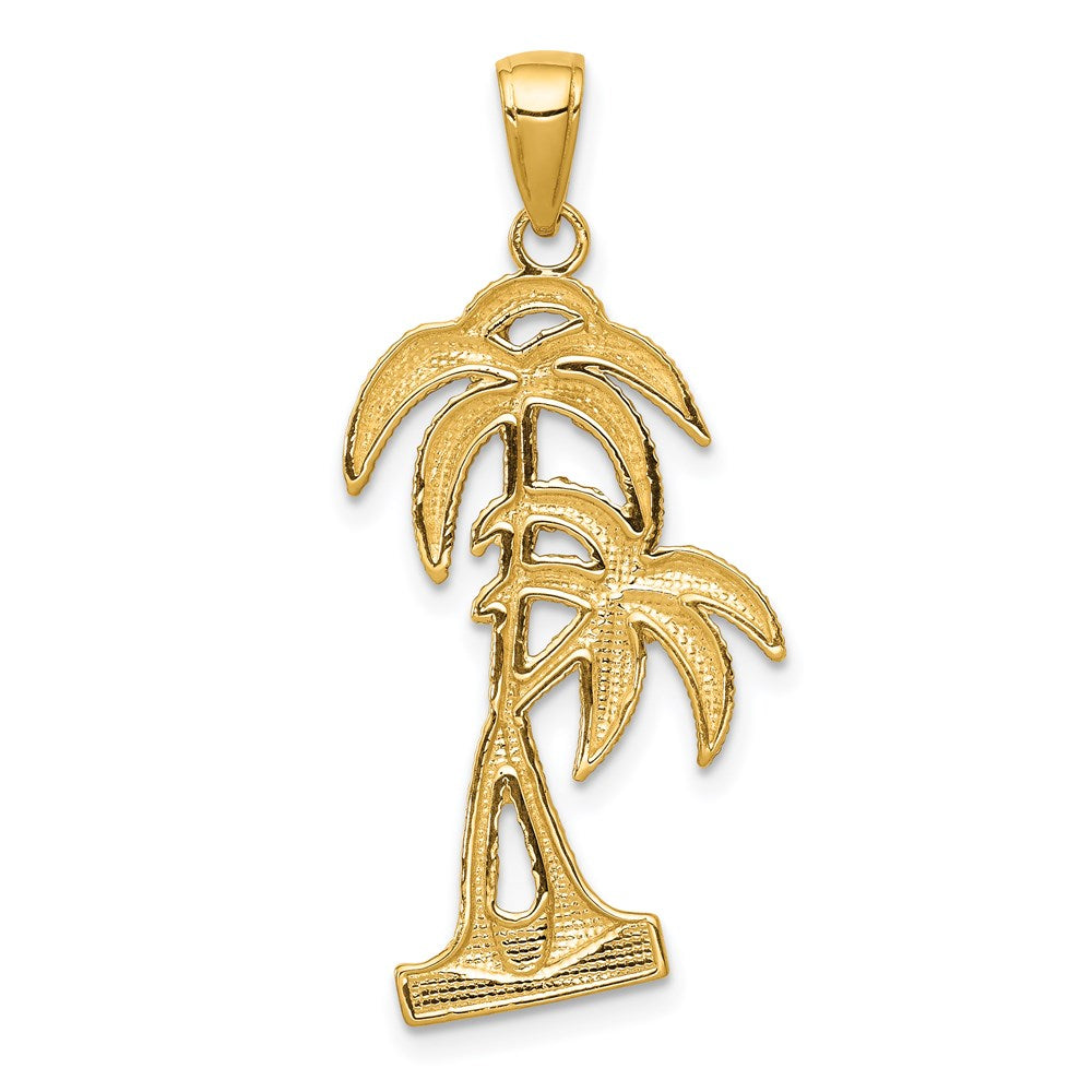 14K Polished and Textured Palm Trees Pendant