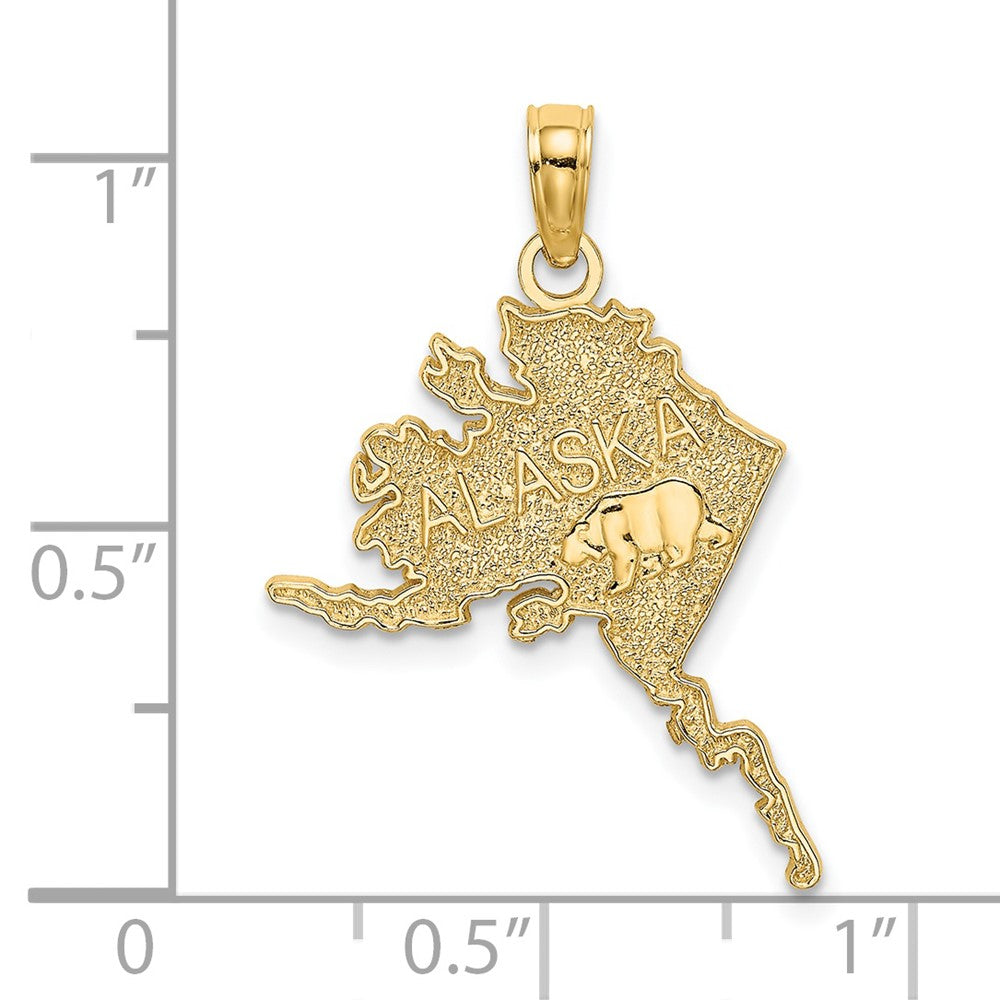 14k Polished and Textured ALASKA Map Charm