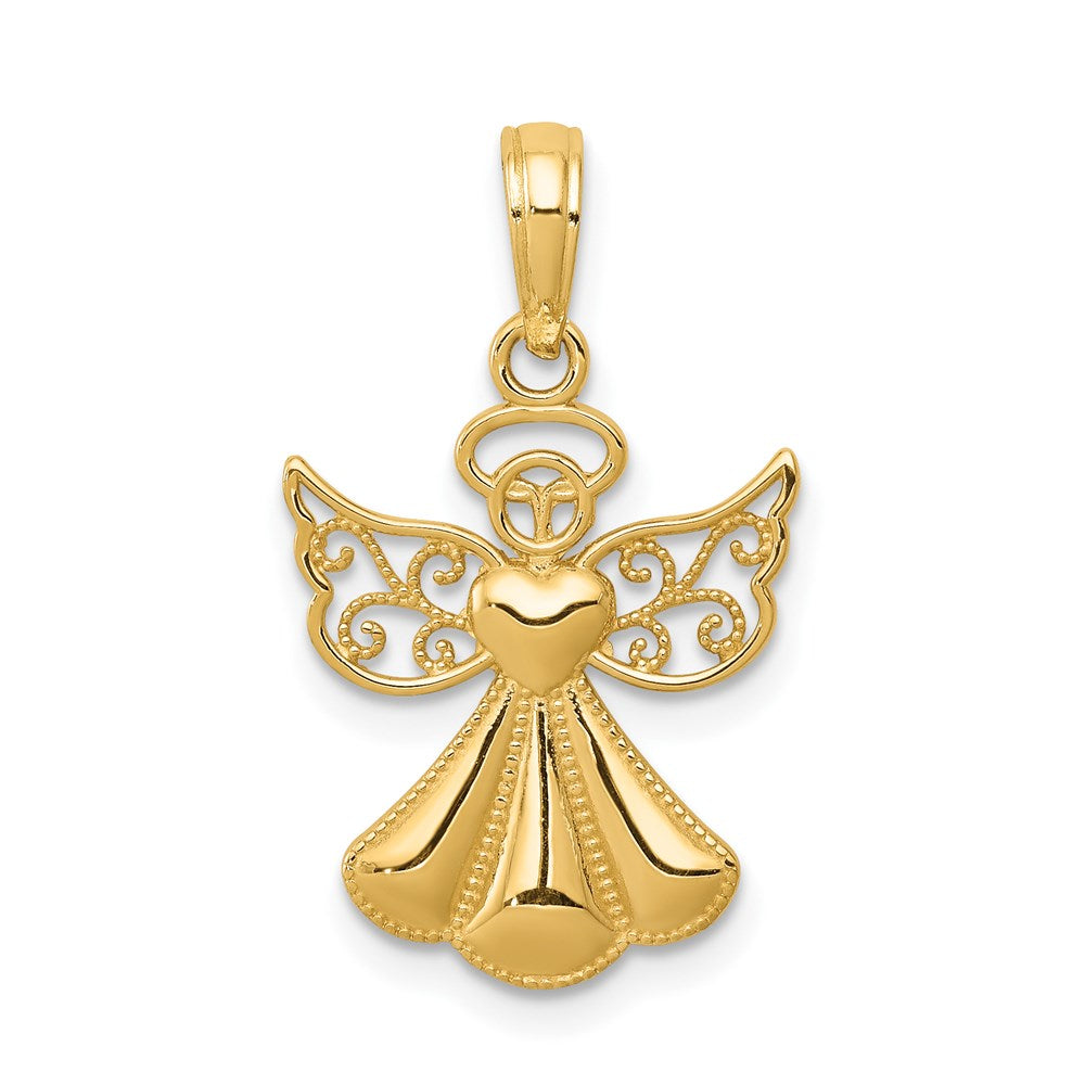 Solid;Polished;14k Yellow gold;Open back;Textured