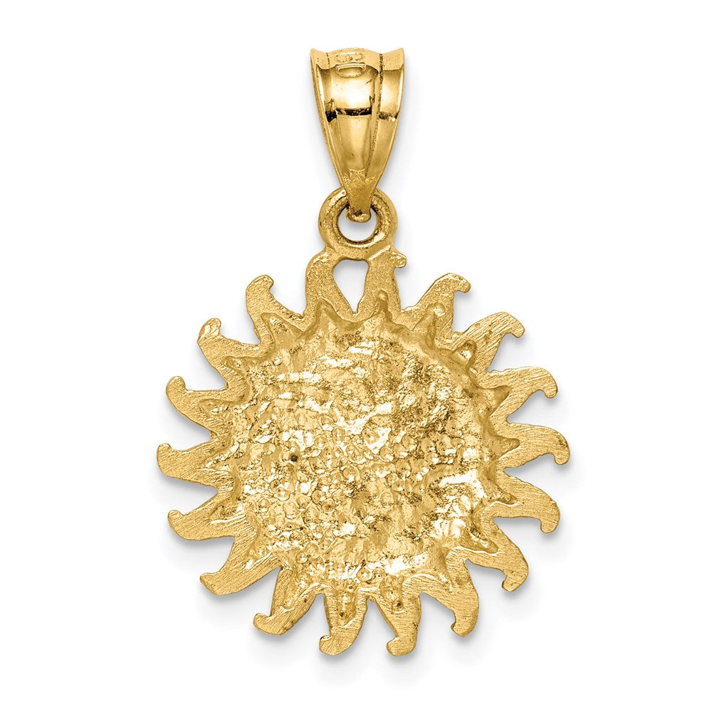 14K and White Rhodium Brushed Sun and Moon Pendant