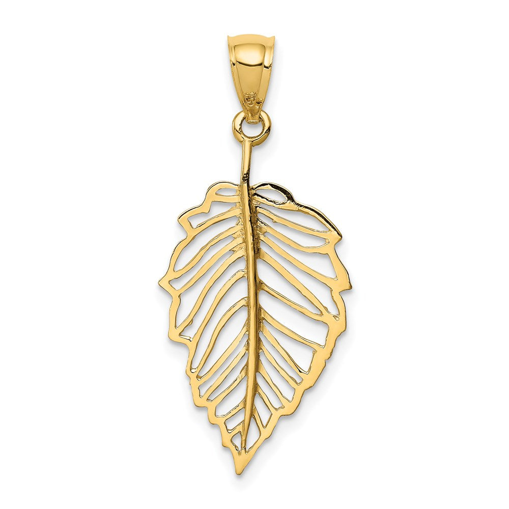 14K Polished Leaf Pendant