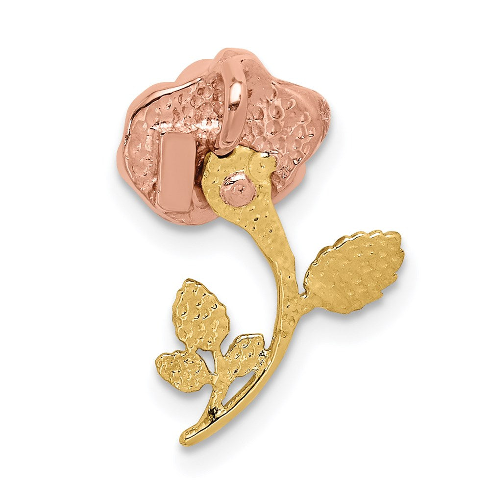 14K Two-tone with White Rhodium Polished Rose Chain Slide