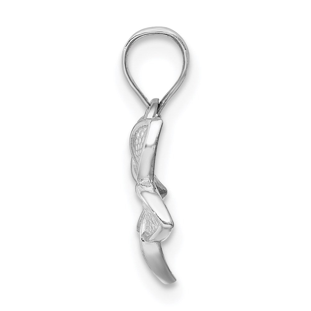 14K White Gold Polished Mini Plumeria Pendant