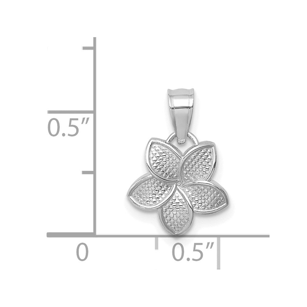 14K White Gold Polished Mini Plumeria Pendant