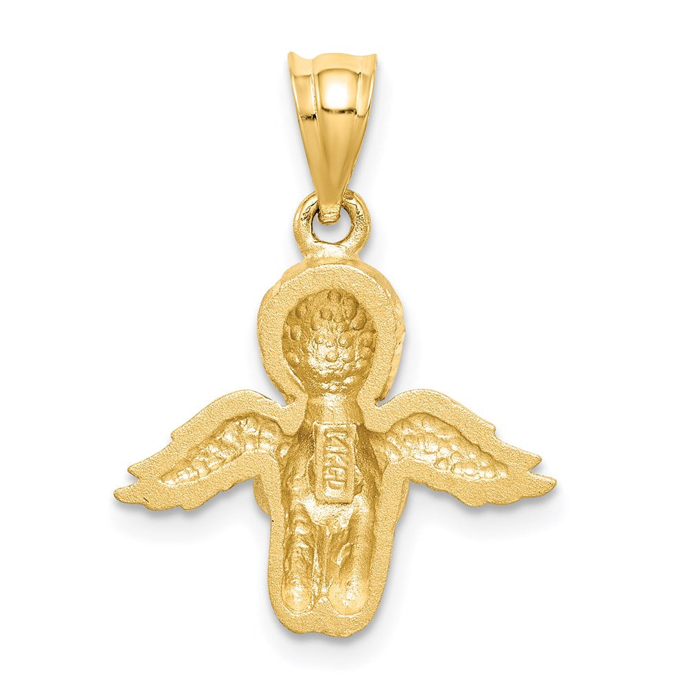 14K Brushed and Diamond-cut Praying Angel Pendant