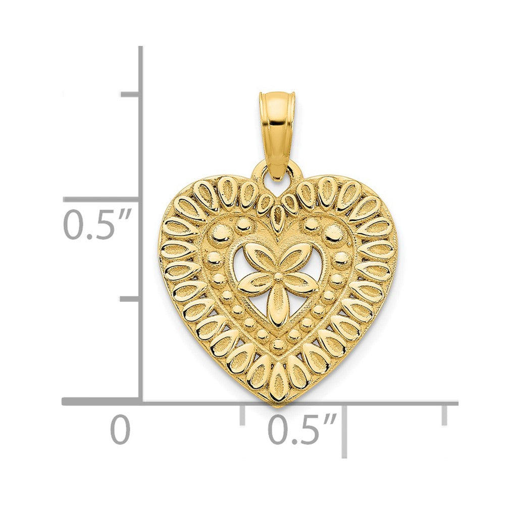14k Fancy Floral Heart Pendant