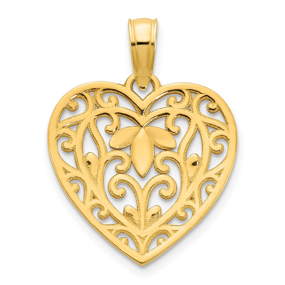 14k Fancy Filigree Heart Pendant