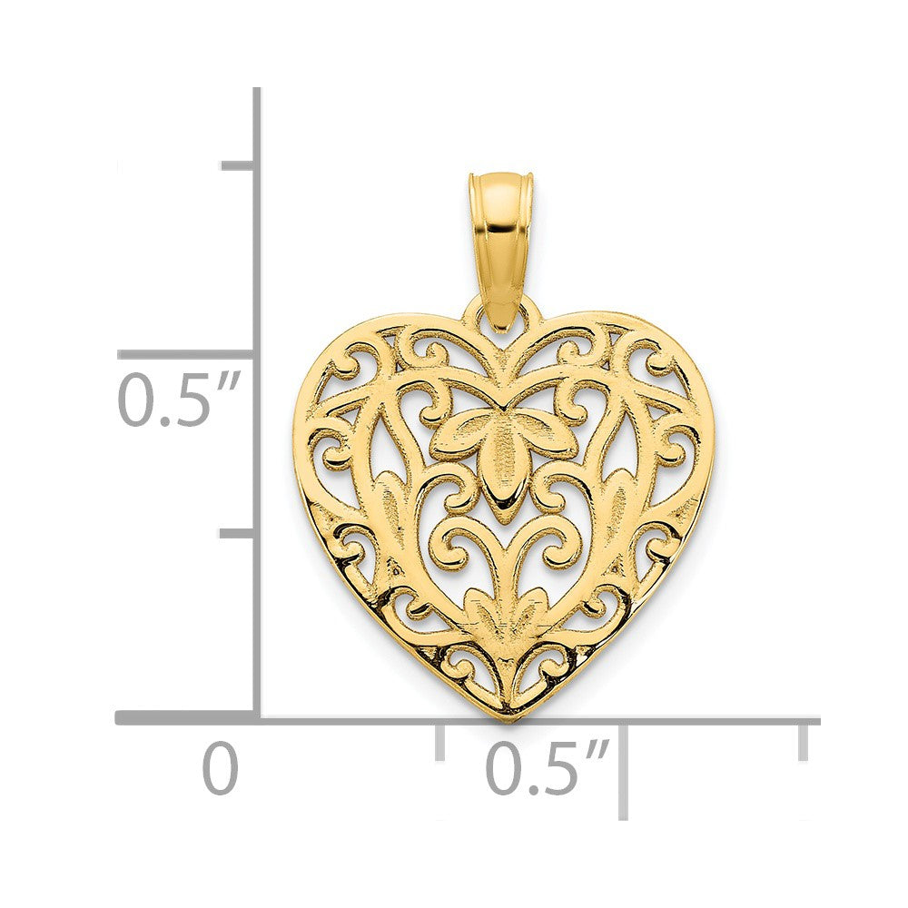 14k Fancy Filigree Heart Pendant
