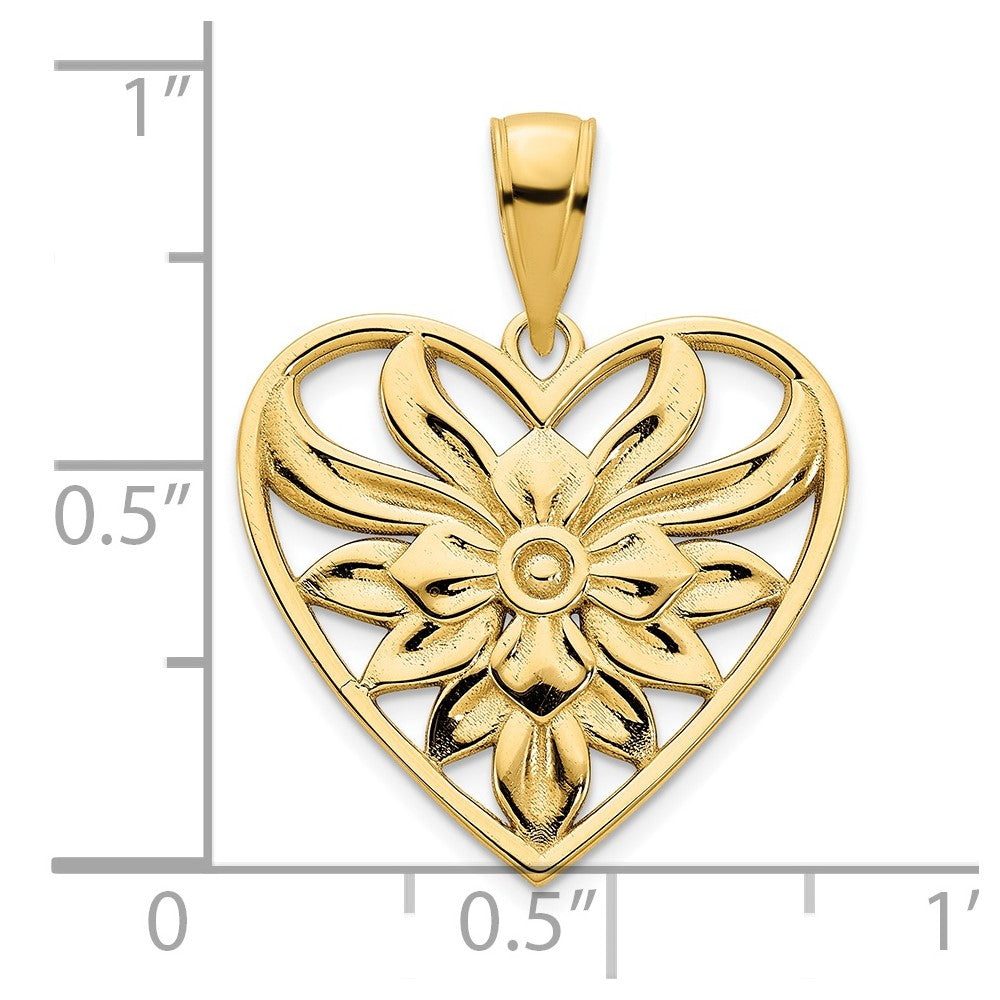 14k Fancy Filigree Heart Pendant