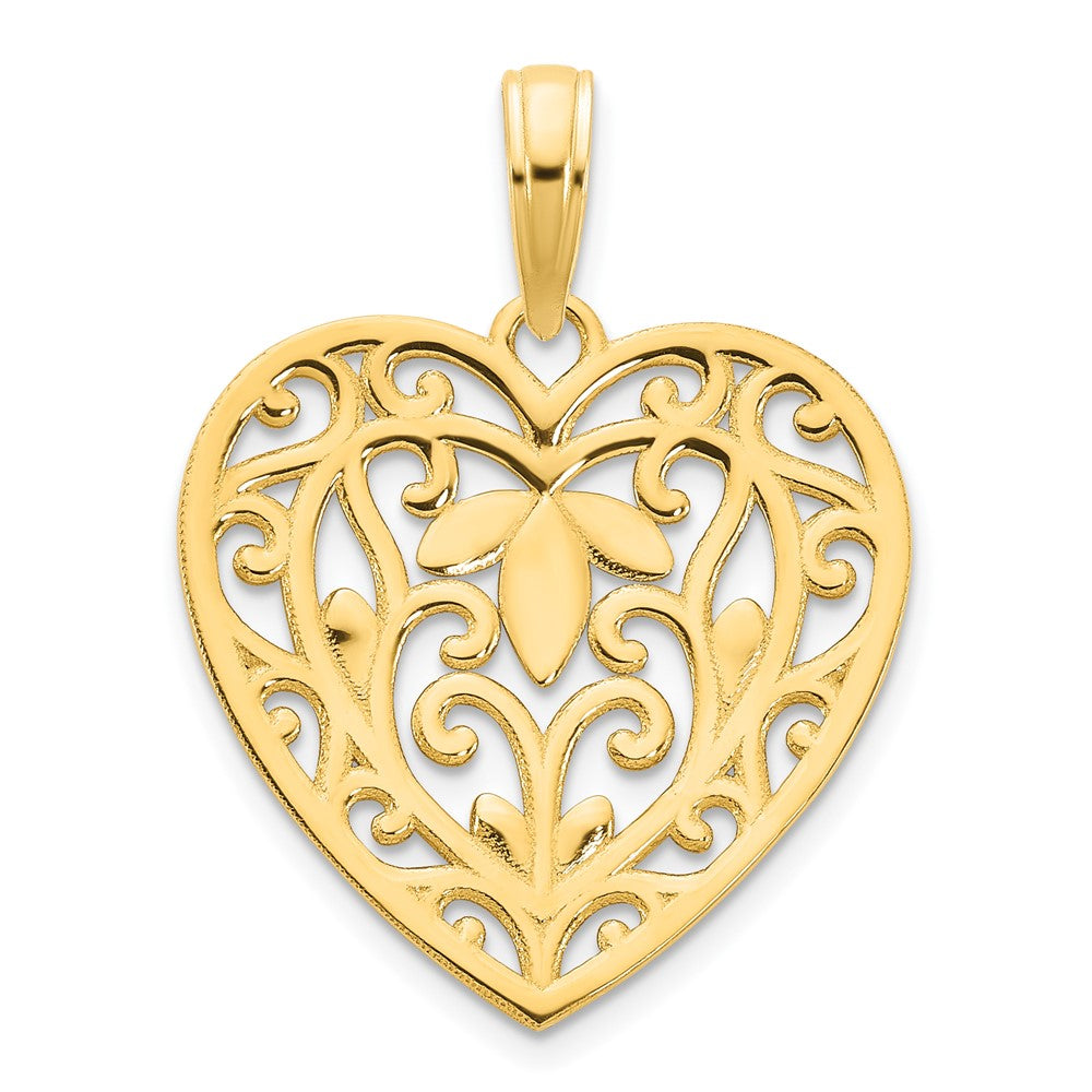 14k Fancy Filigree Heart Pendant