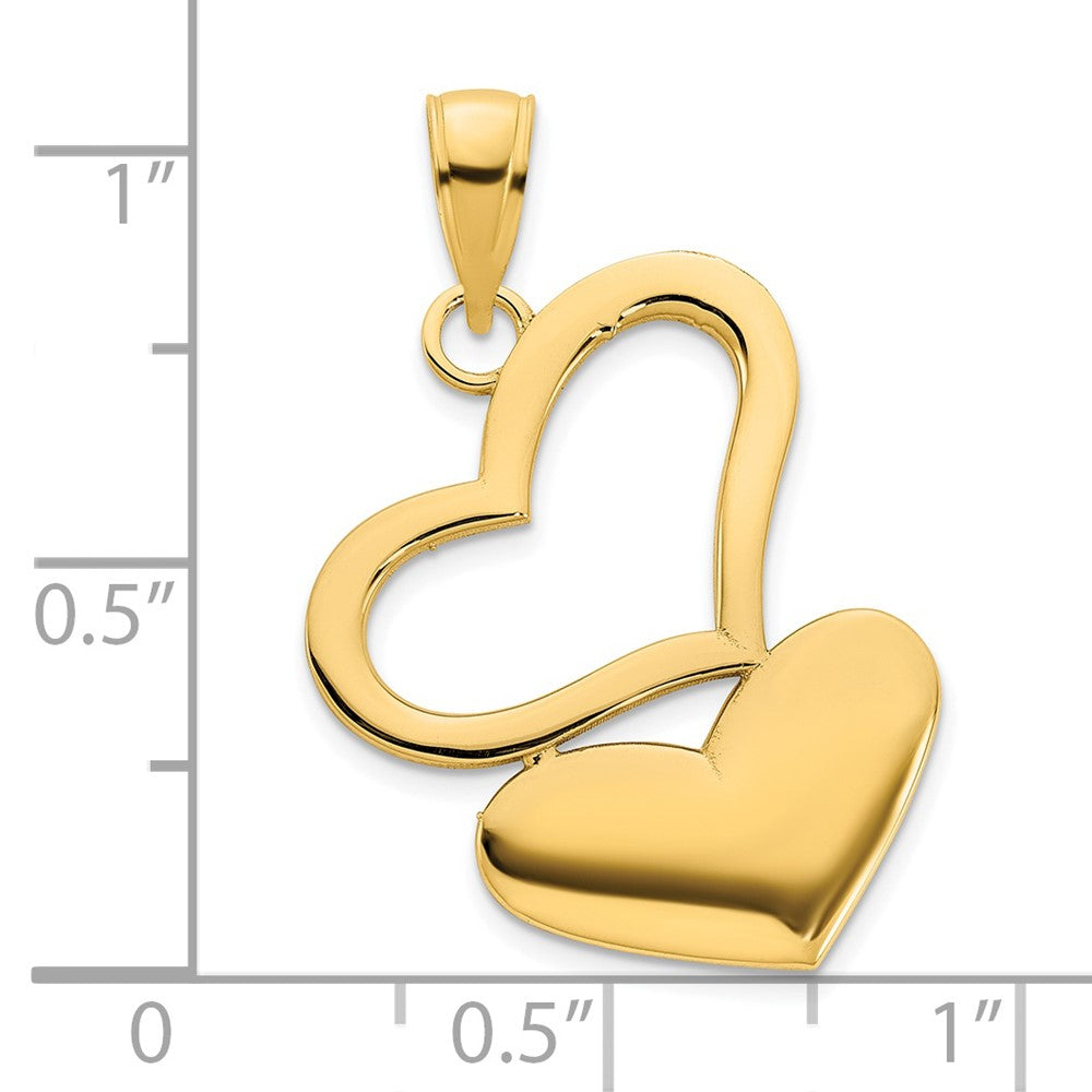 14k Two Hearts Pendant