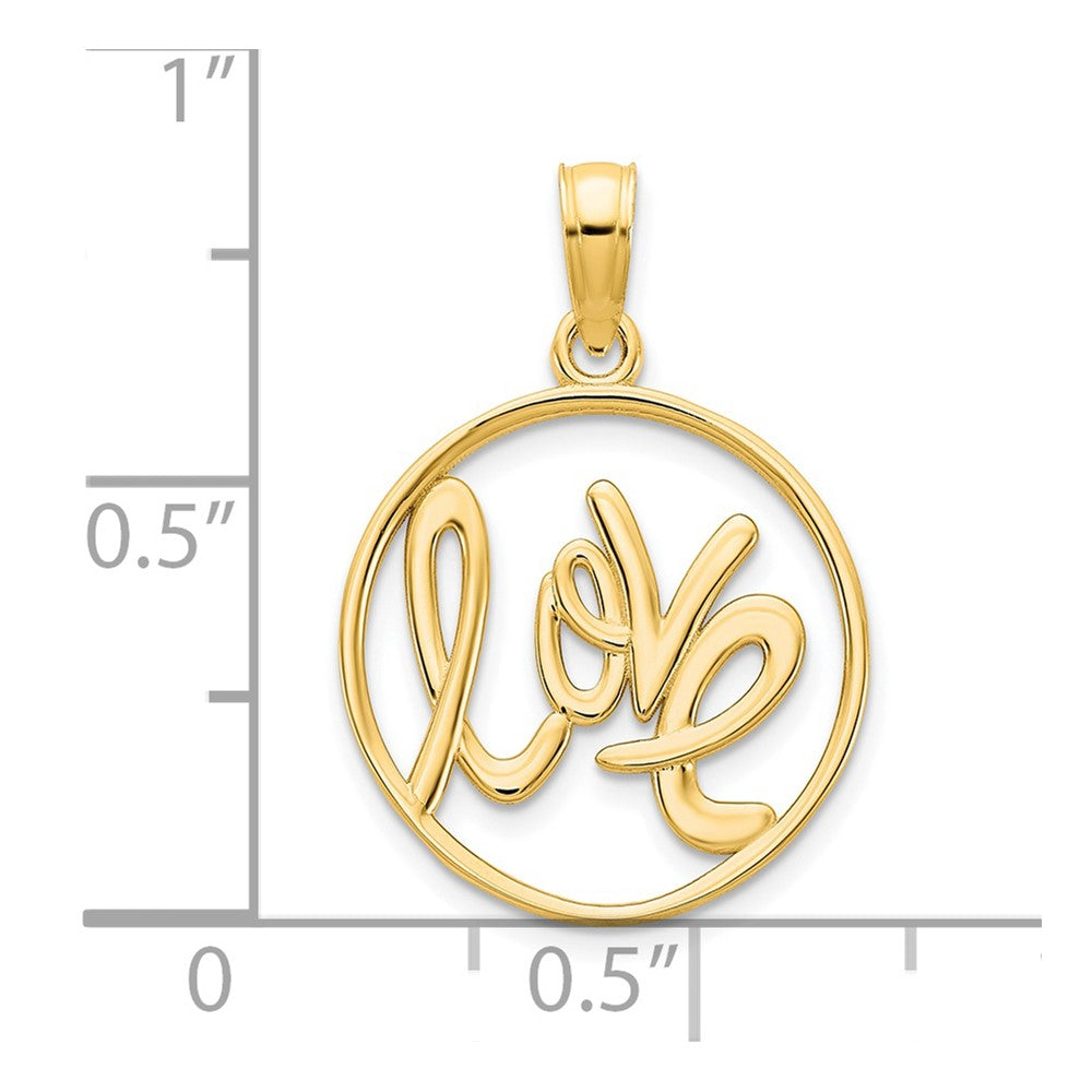 14k Polished LOVE in Circle Charm