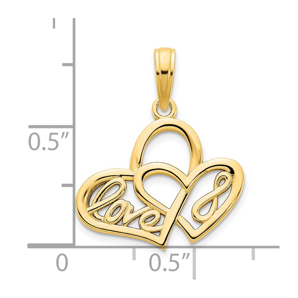 14k LOVE Infinity Symbol Heart Charm