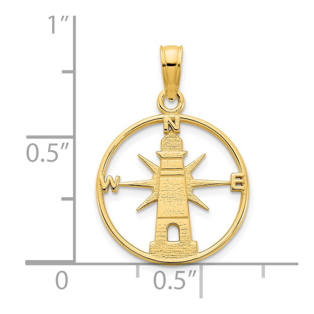 14k Lighthouse in Circle Charm