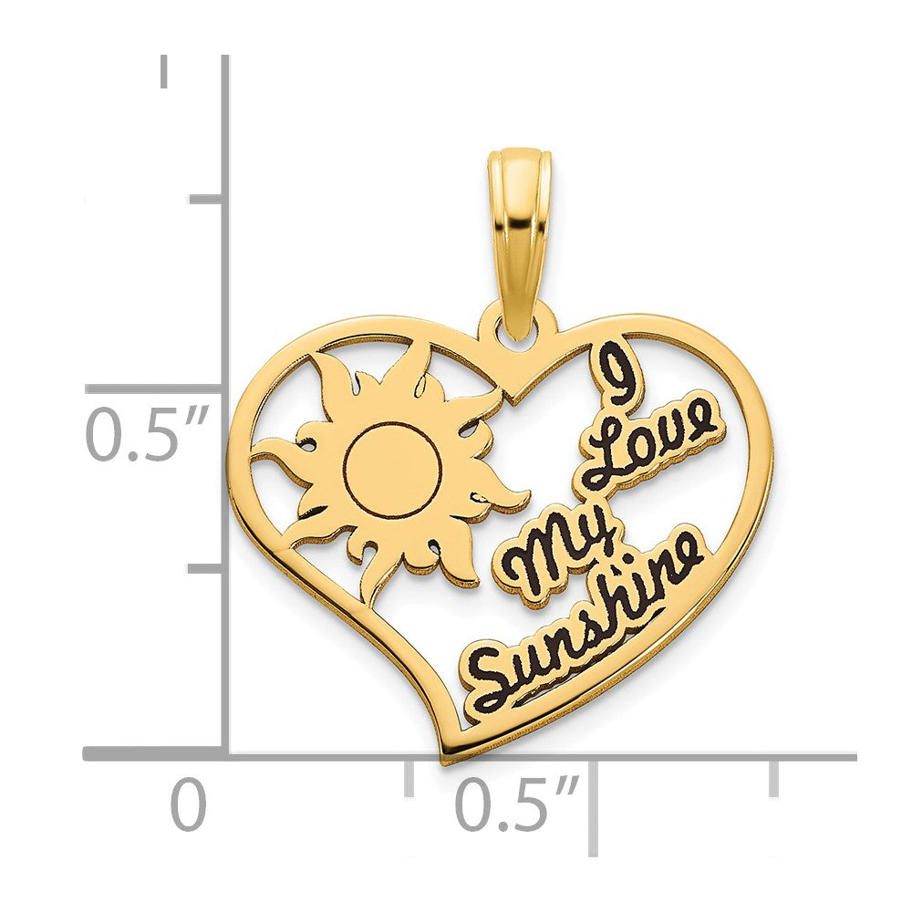 14k Epoxy I LOVE MY SUNSHINE Heart Pendant