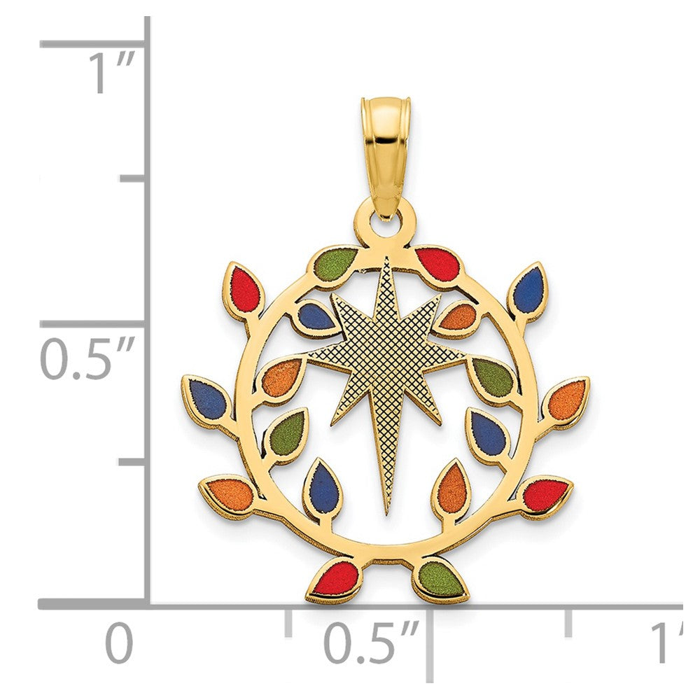 14k Multi-color Epoxy Christmas Lights and North Star Pendant