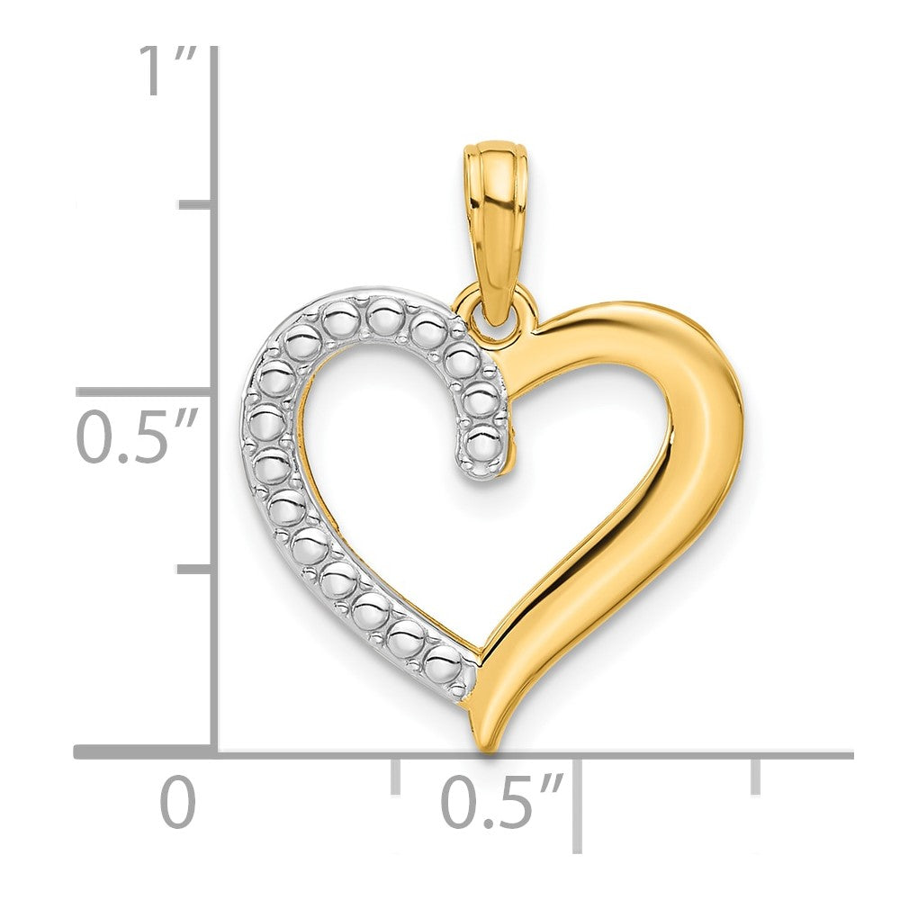 14k and White Rhodium Polished Heart Pendant