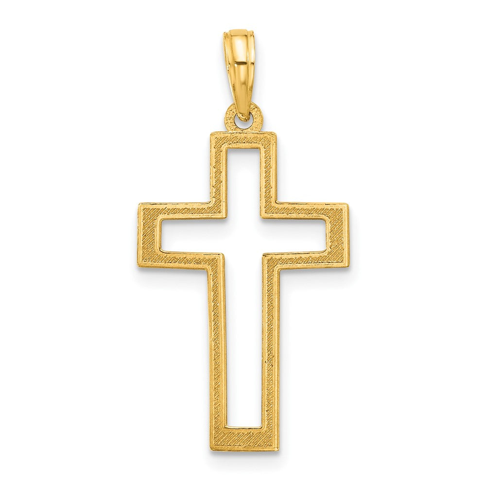 14k Polished Cut-out Cross Pendant