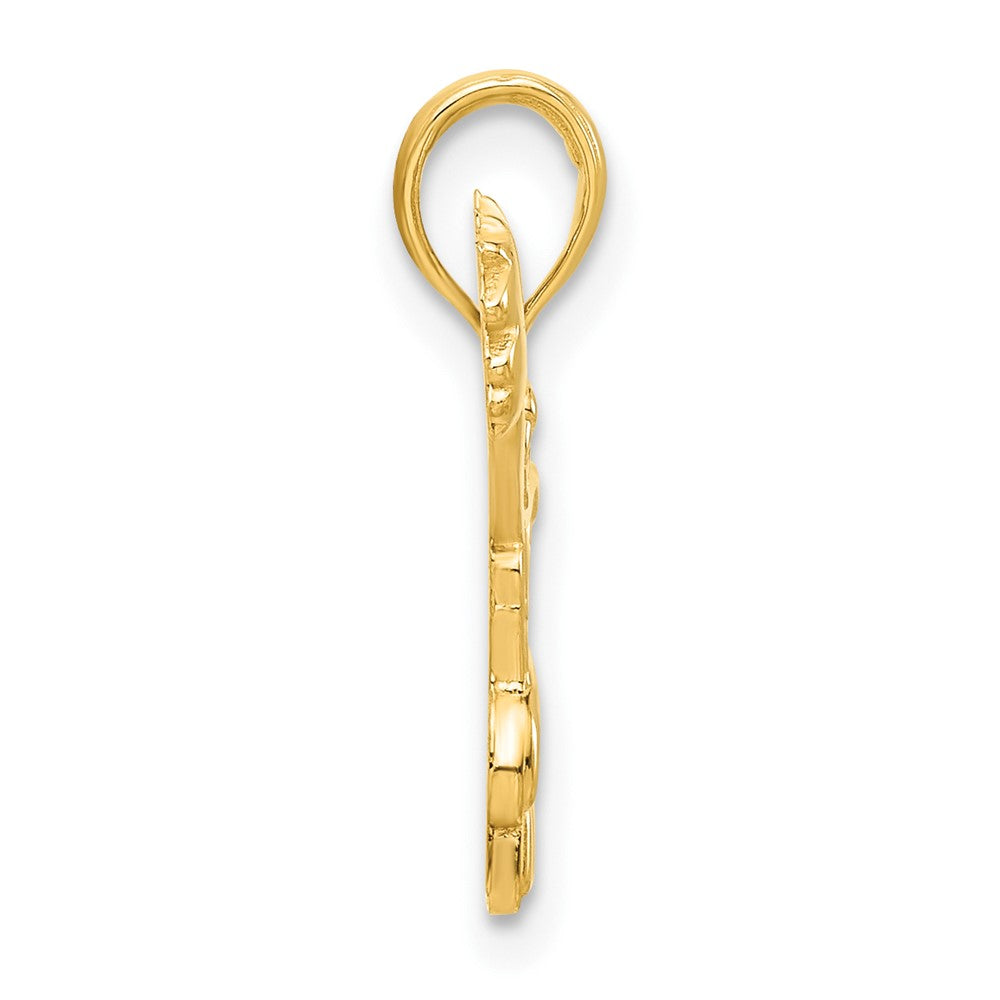 14k Polished Cheerleader Jumping with Pom-Poms Pendant