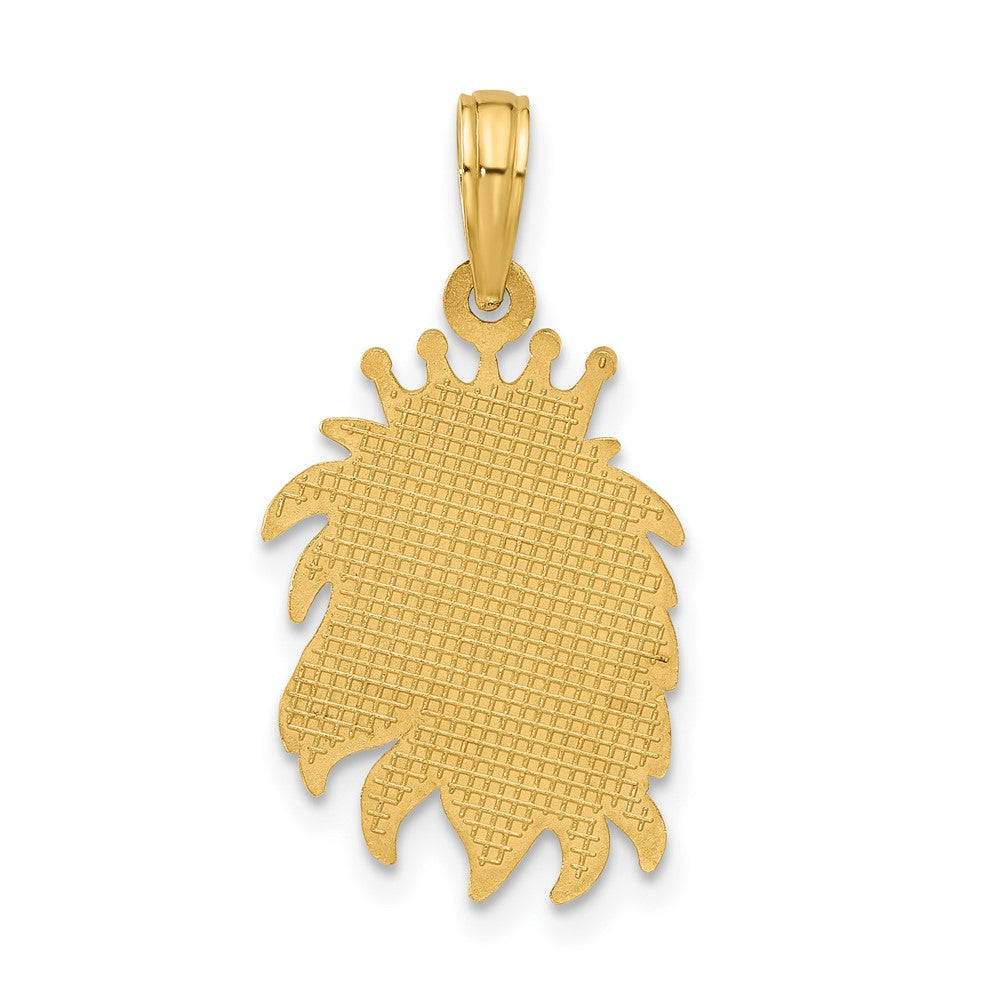 14K Polished Lion Head with Crown Pendant