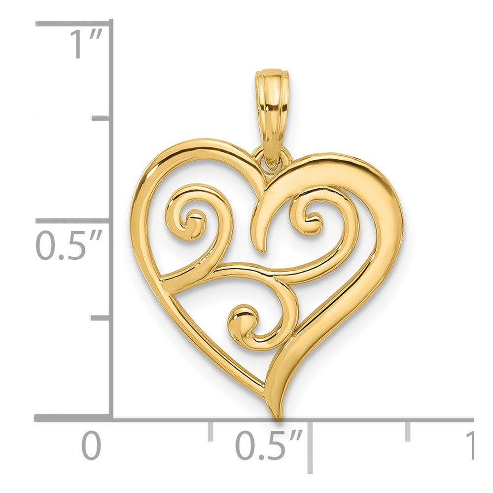 14k Fancy Swirl Heart Charm