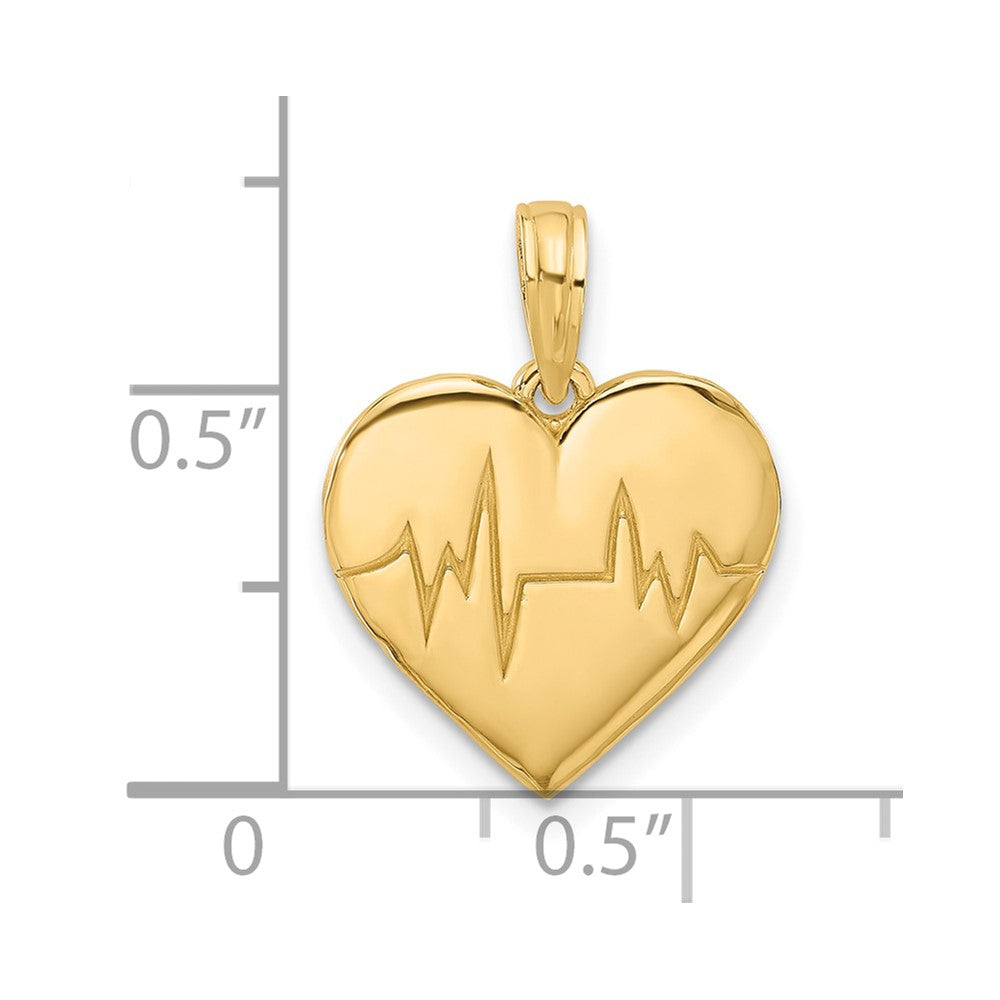 14K Polished Fancy EKG Heartbeat Charm