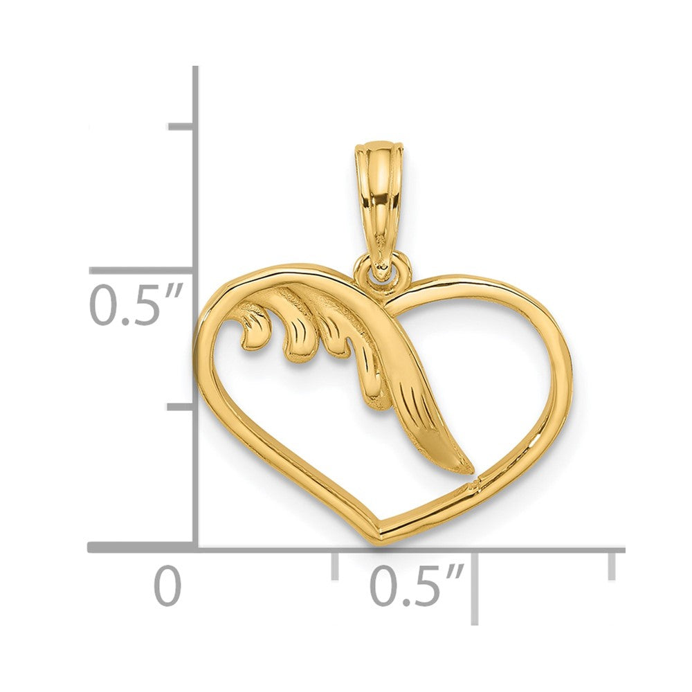 14K Polished Fancy Wing and Heart Charm