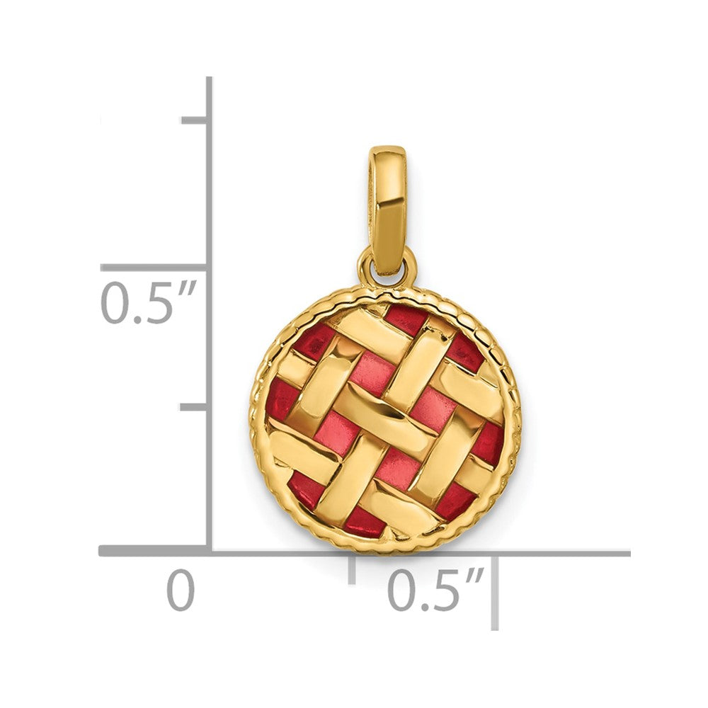 14k Red Enameled Fancy Pie Charm