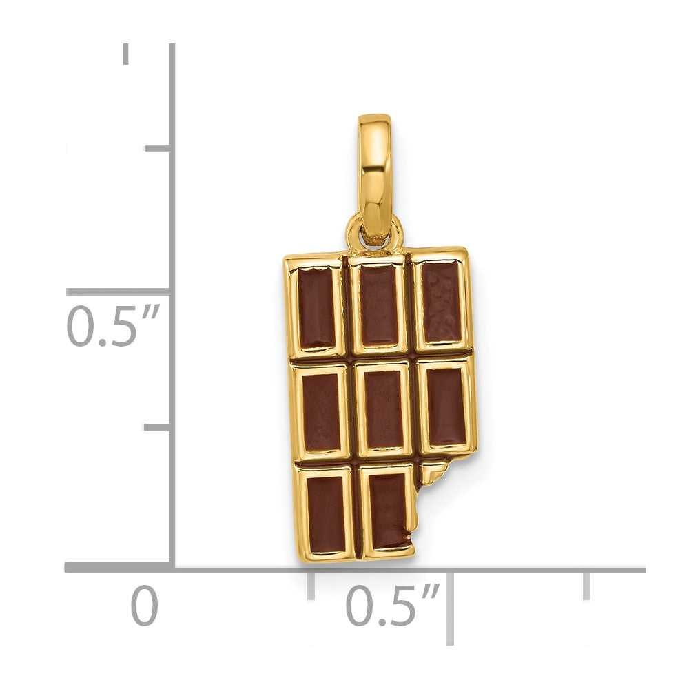 14k Brown Enameled Fancy Chocolate Bar Missing Bite Charm