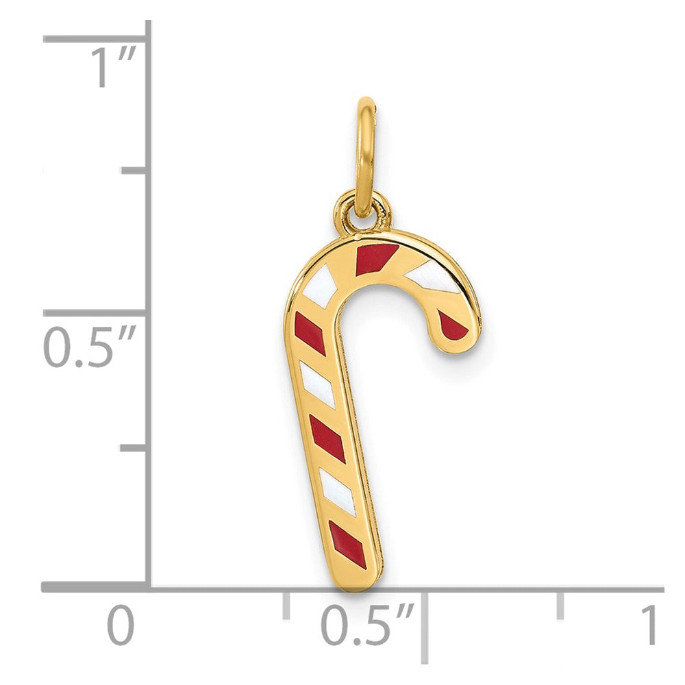 14k Enameled Candy Cane Charm