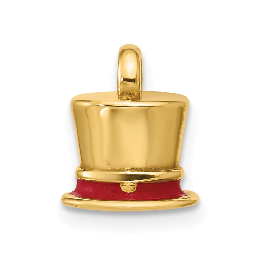 14k Fancy Red Enameled Top Hat Charm
