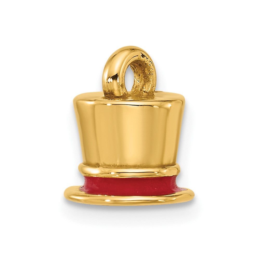14k Fancy Red Enameled Top Hat Charm