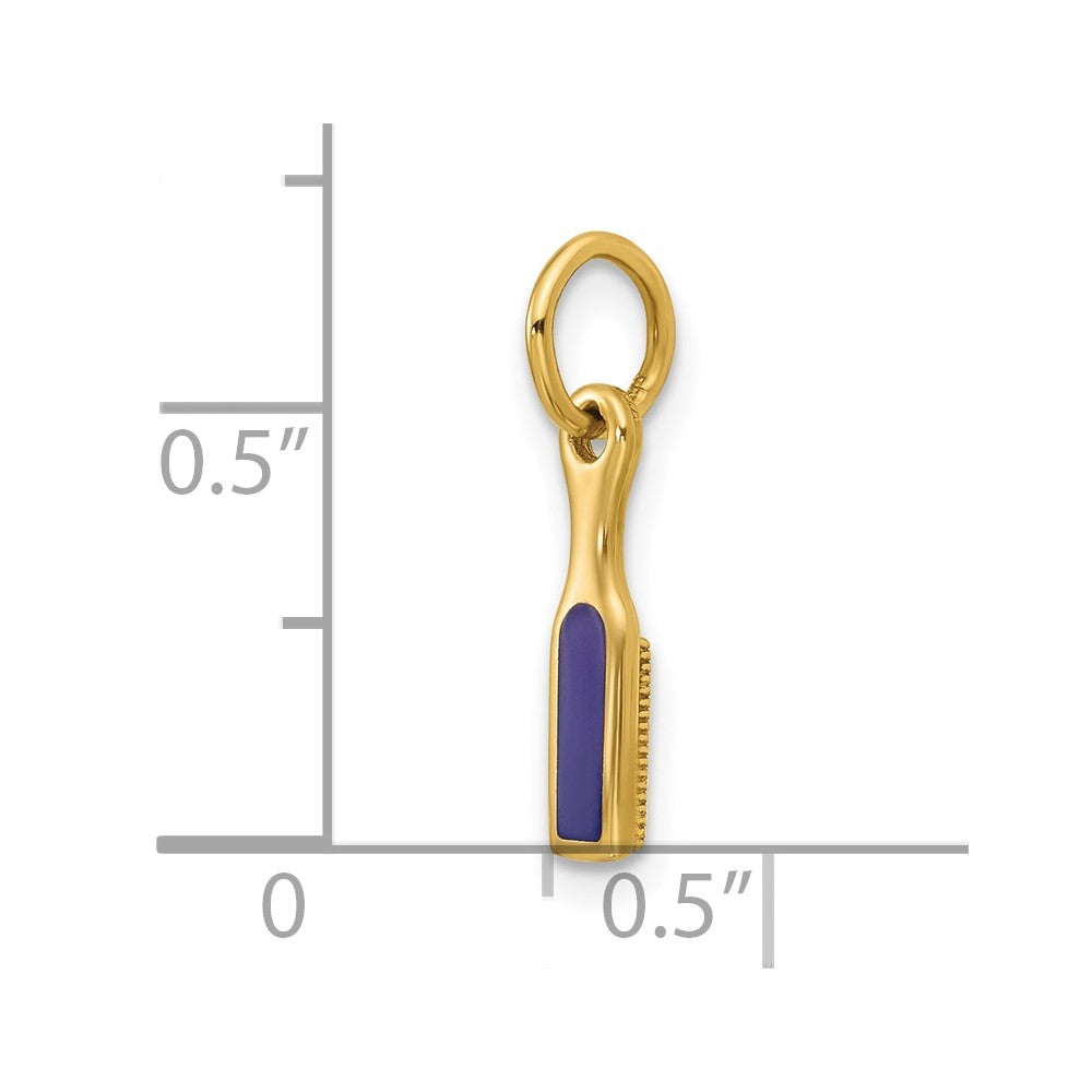 14k Blue Enameled Fancy Hairbrush Charm