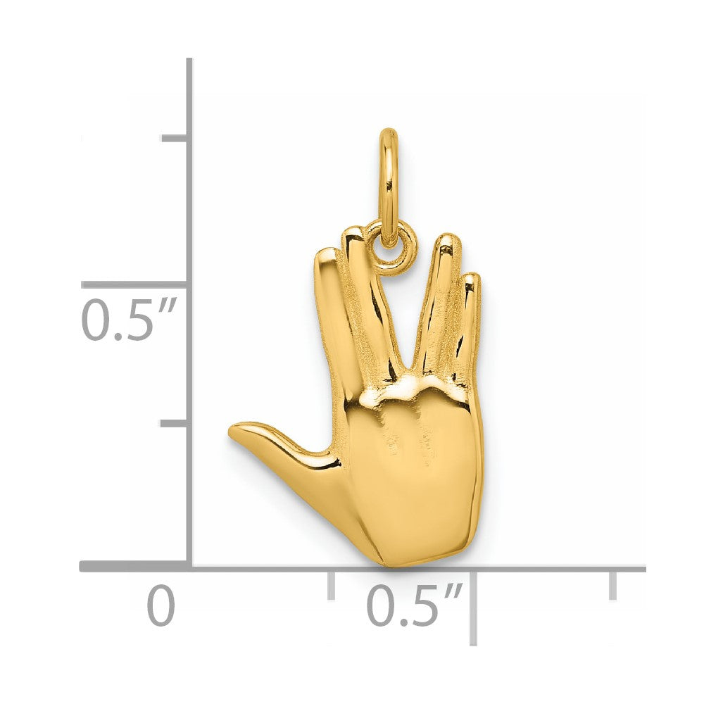 14K Polished Live Long and Prosper Hand Pendant