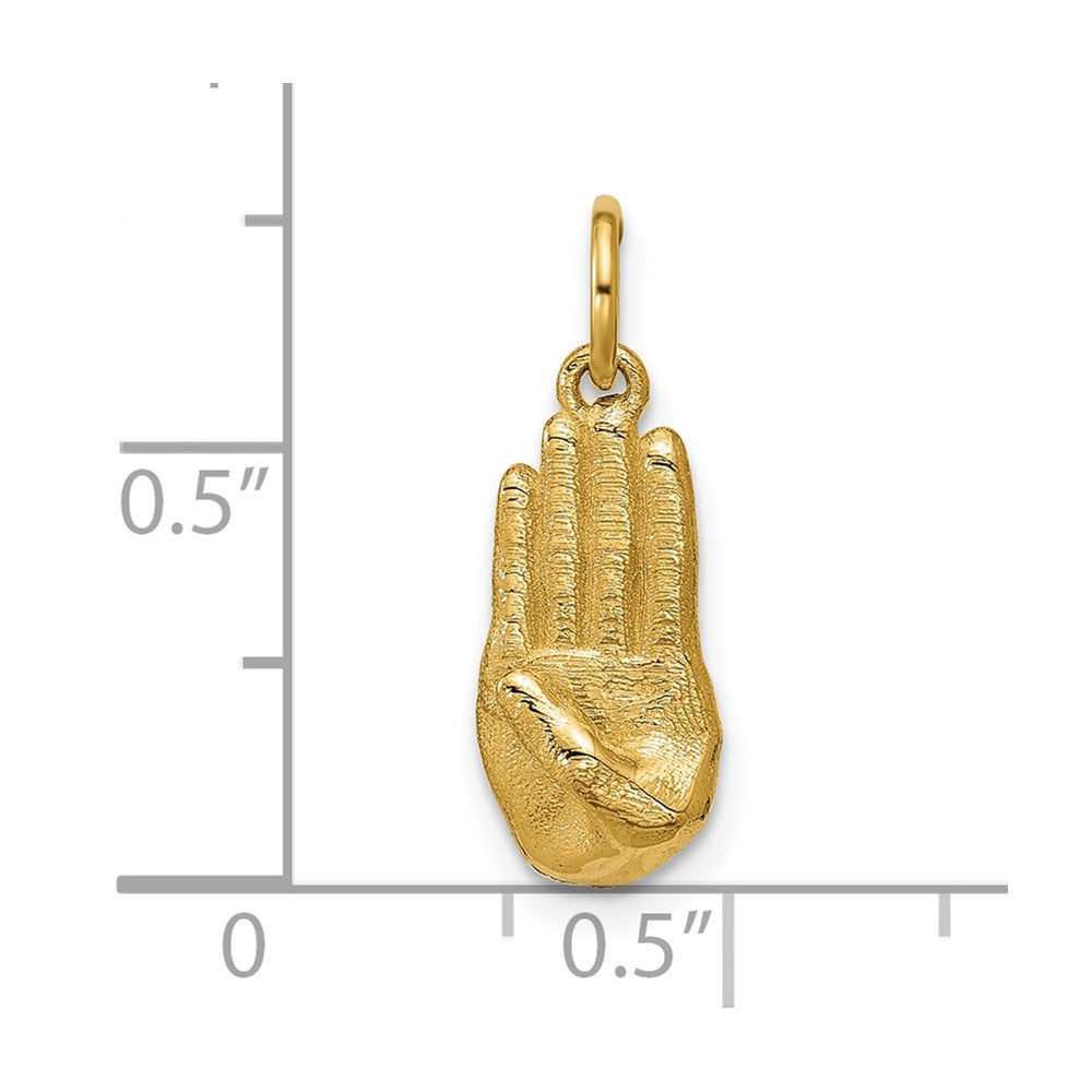 14K American Sign Language Alphabet Fingerspelling Sign B Pendant