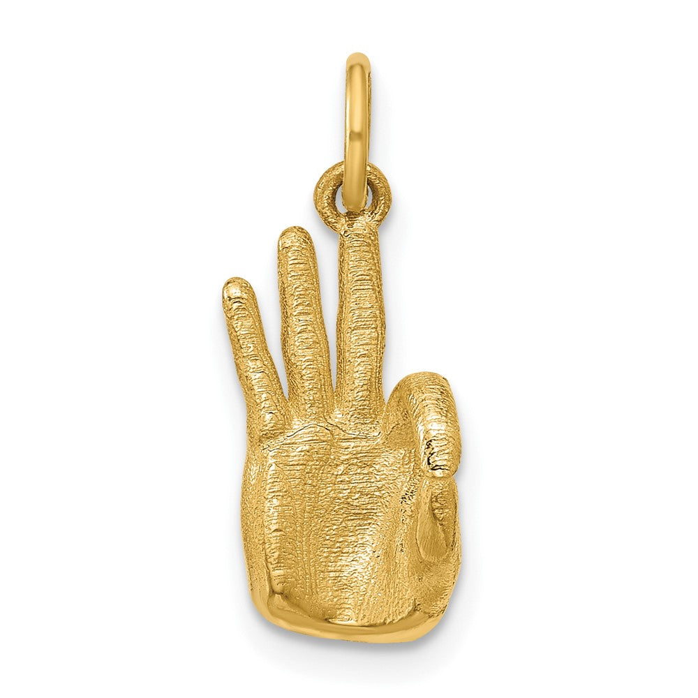 14K American Sign Language Alphabet Fingerspelling Sign F Pendant