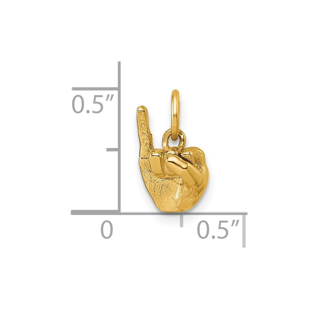 14K American Sign Language Alphabet Fingerspelling Sign I Pendant