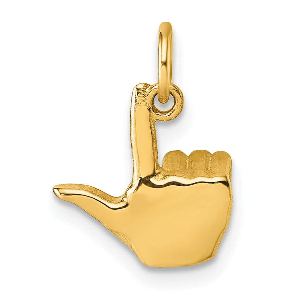 14K American Sign Language Alphabet Fingerspelling Sign L Pendant