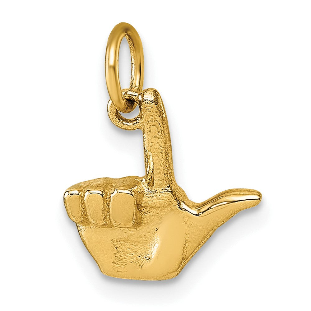 14K American Sign Language Alphabet Fingerspelling Sign L Pendant
