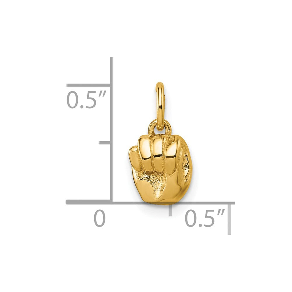 14K American Sign Language Alphabet Fingerspelling Sign M Pendant