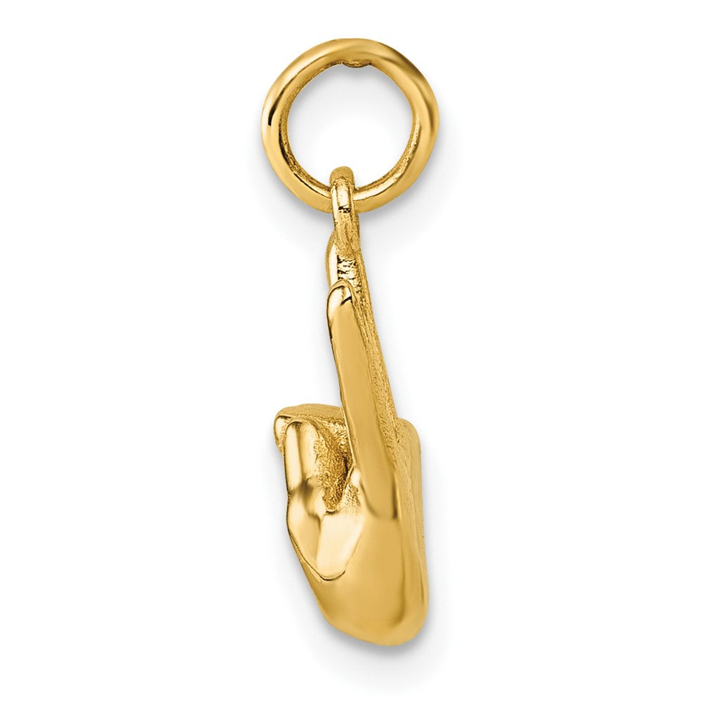 14K American Sign Language Alphabet Fingerspelling Sign V Pendant