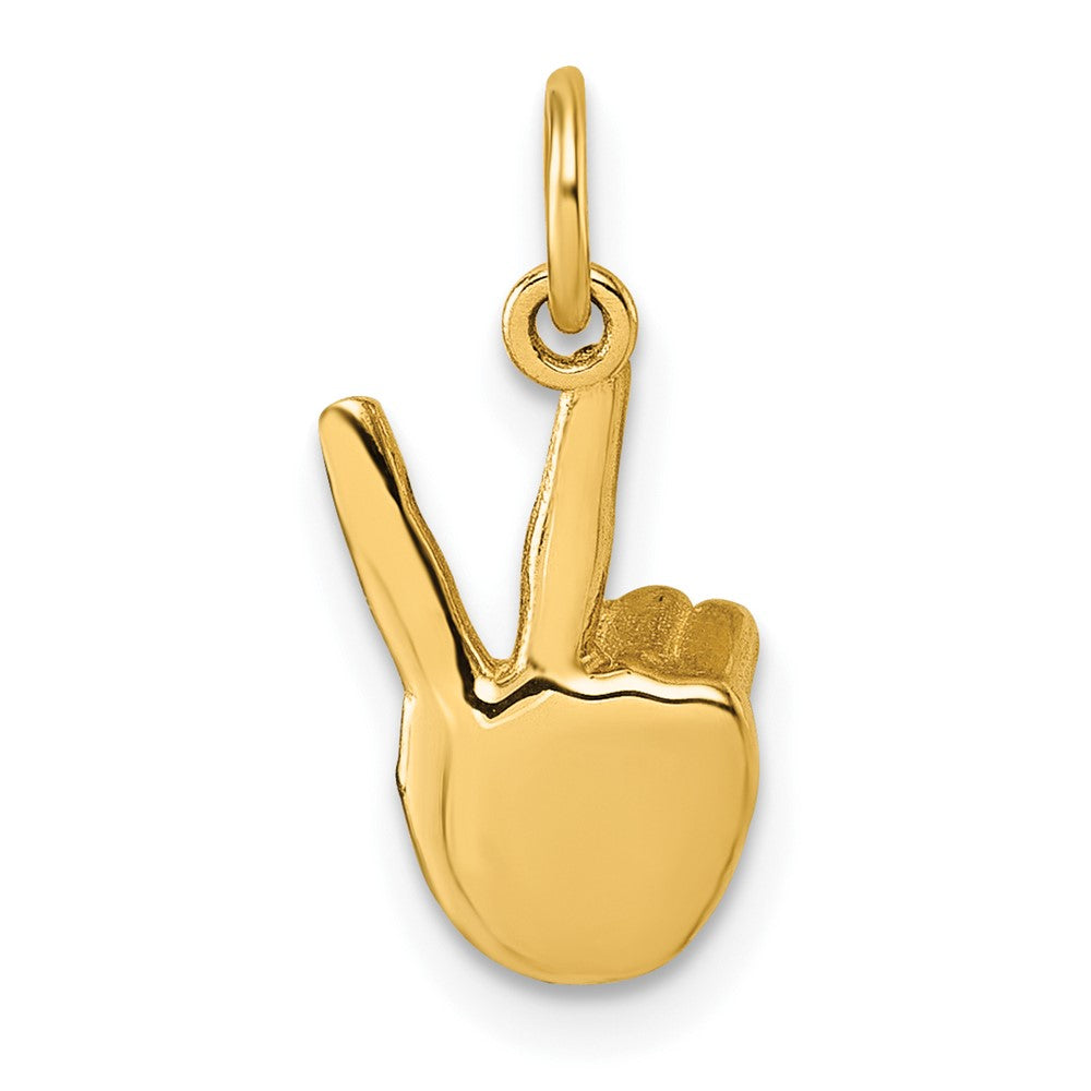 14K American Sign Language Alphabet Fingerspelling Sign V Pendant