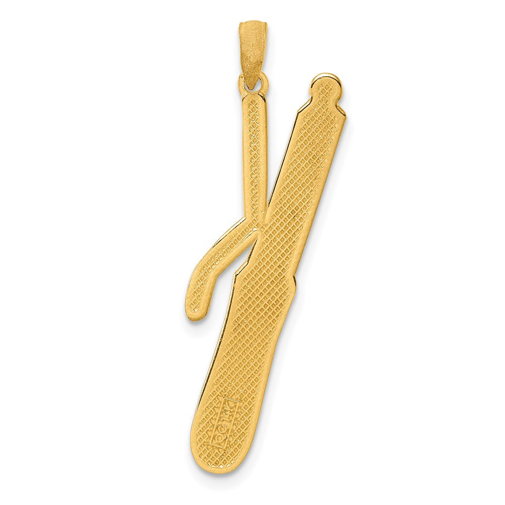 14K Polished Curling Wand Pendant