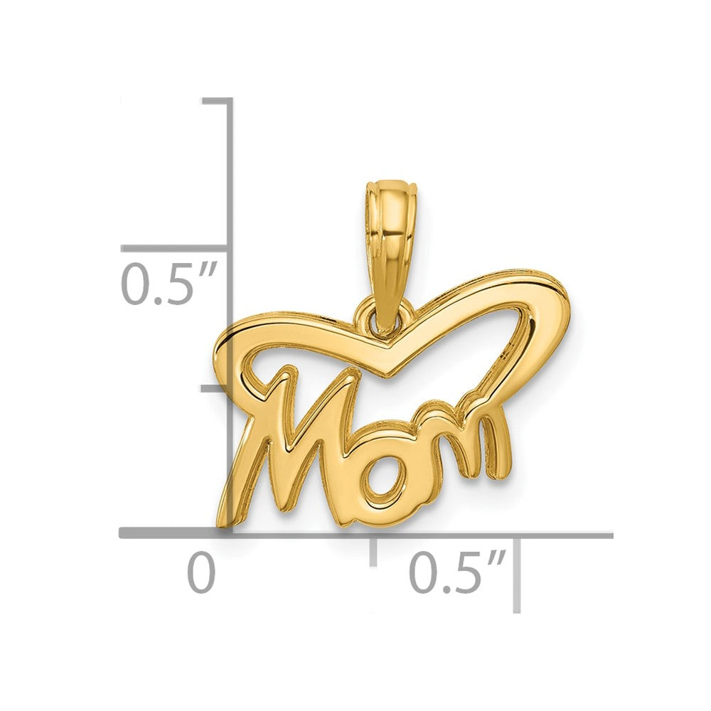 14K Polished MOM Pendant