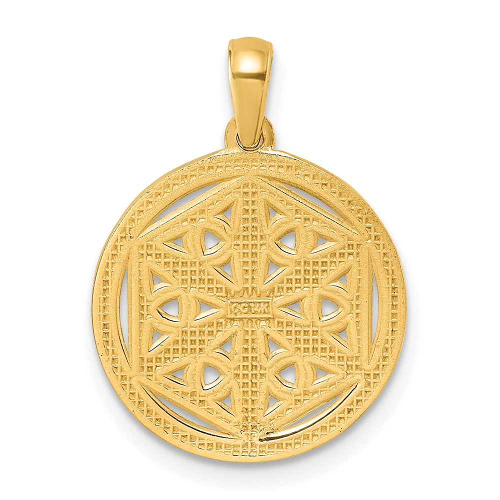14K Polished Celtic Knot Hexagon Pendant