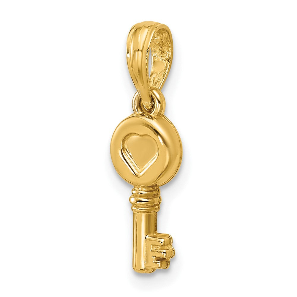 14K Polished Heart Key Pendant