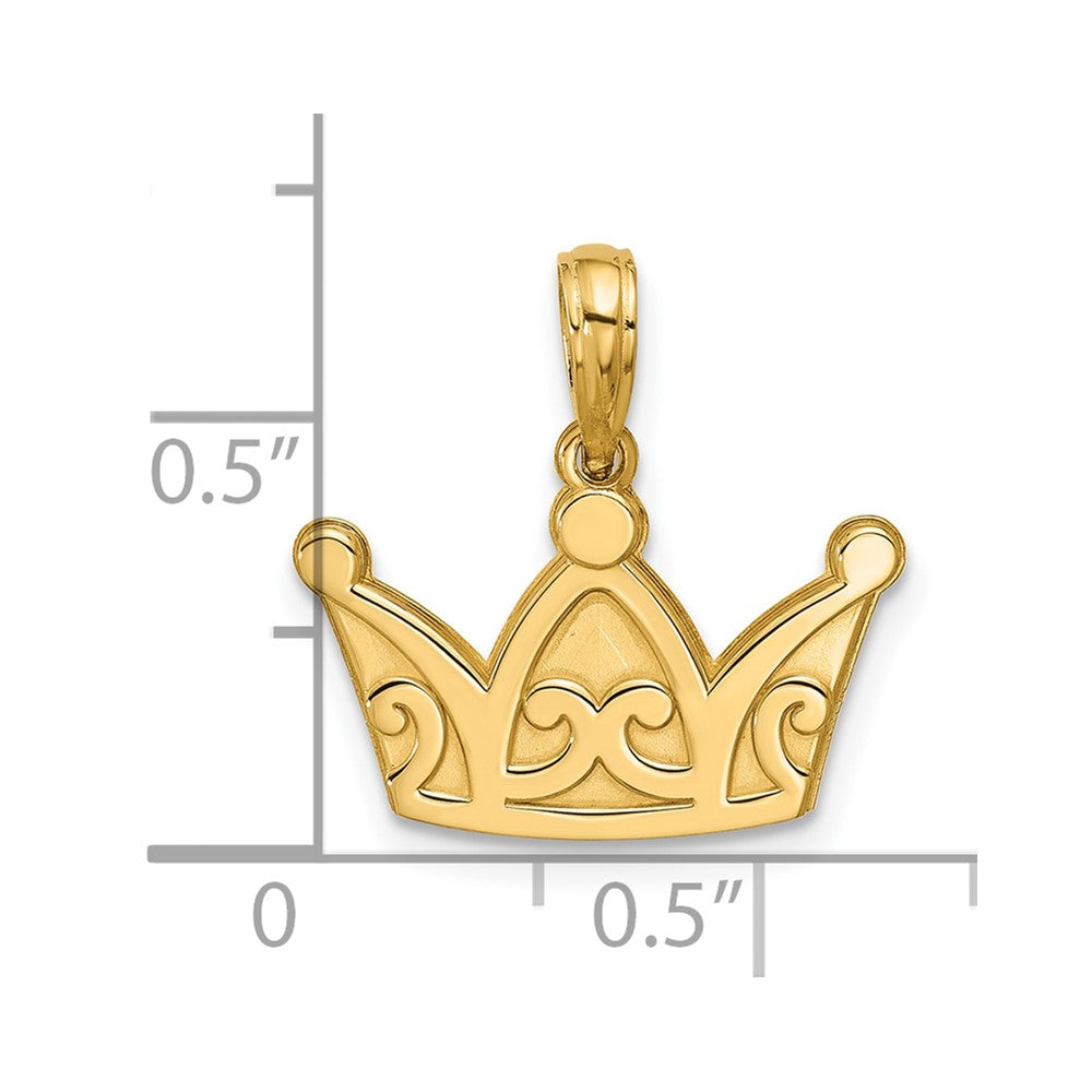 14K Polished Crown Pendant