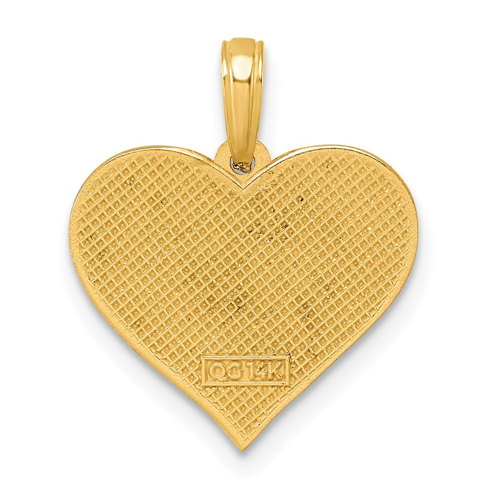 14K Polished Grooved Heart Pendant