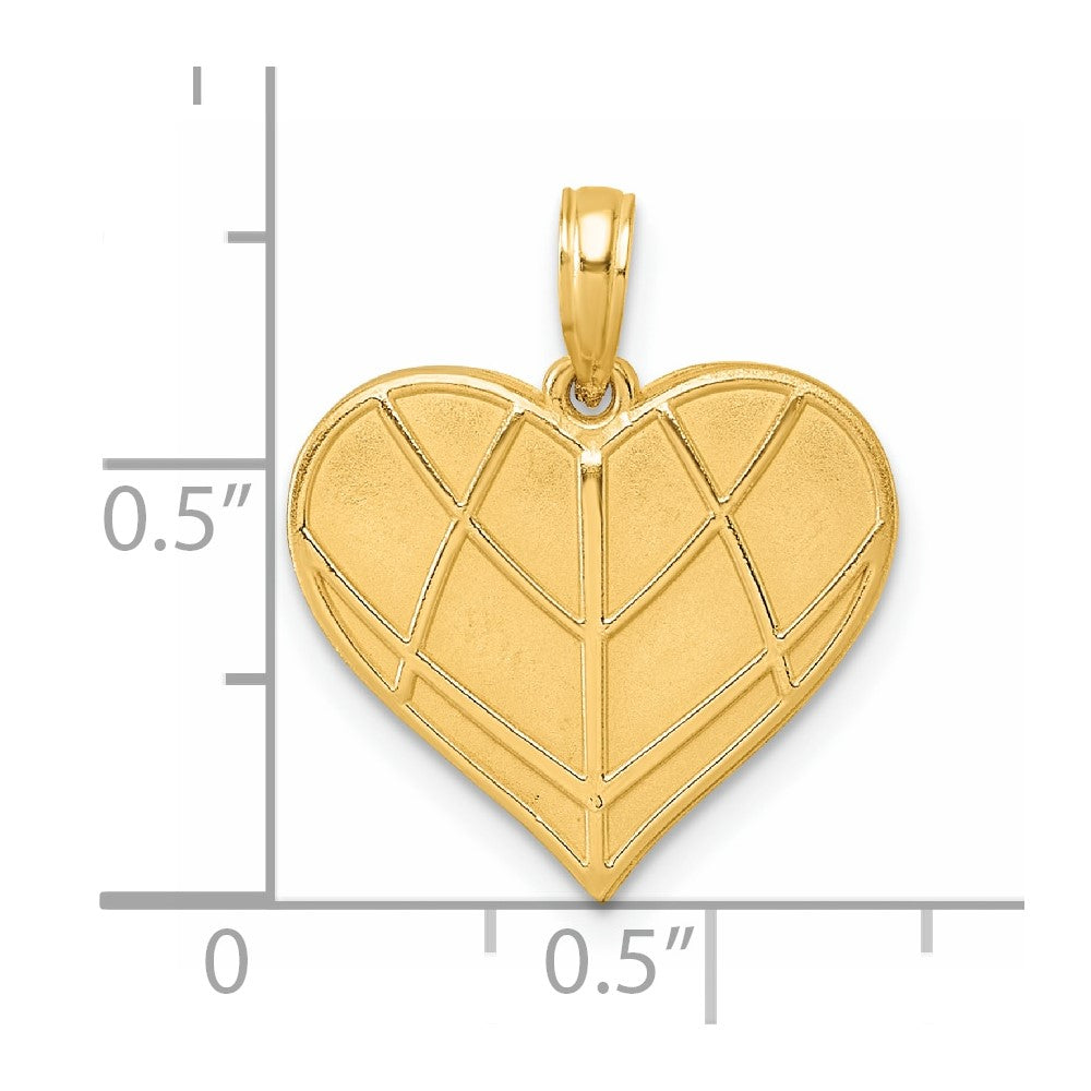 14K Polished Grooved Heart Pendant